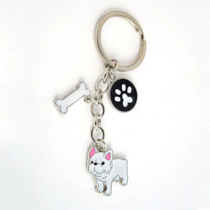 Jewelry French Bulldog Keychain Key Rings For Women Men Metal Pet Dog Pendant Bag Charm Car Key Chains lovely Keyring gifts