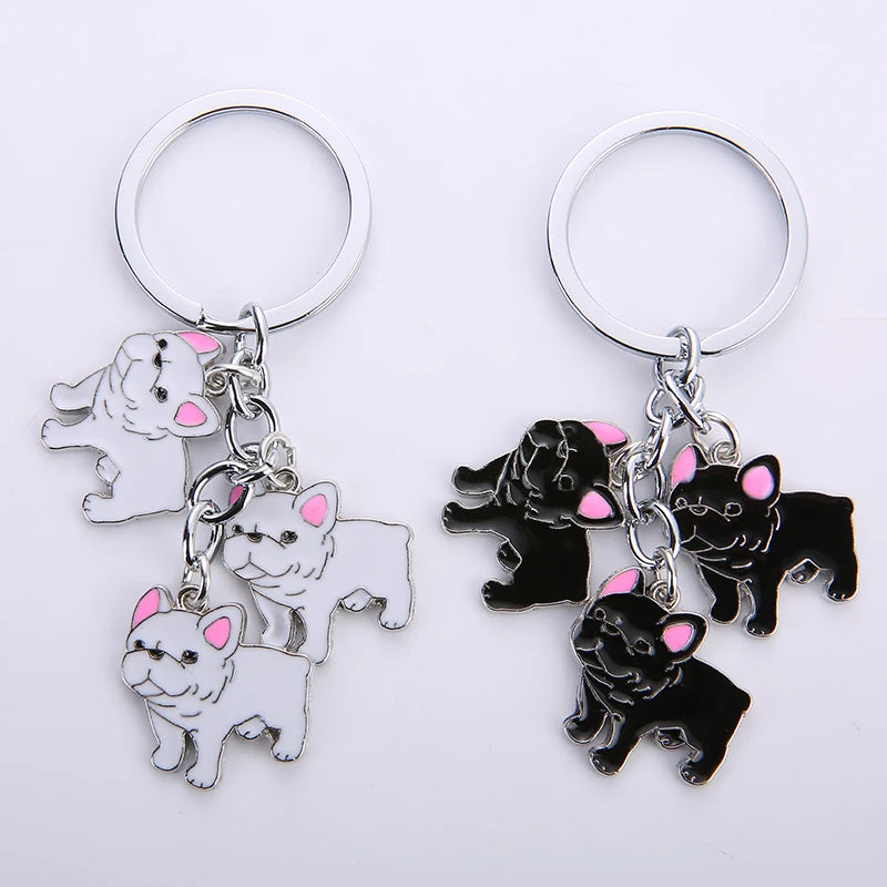 Jewelry French Bulldog Keychain Key Rings For Women Men Metal Pet Dog Pendant Bag Charm Car Key Chains lovely Keyring gifts