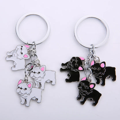 Jewelry French Bulldog Keychain Key Rings For Women Men Metal Pet Dog Pendant Bag Charm Car Key Chains lovely Keyring gifts