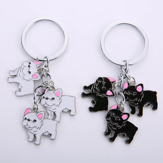 Jewelry French Bulldog Keychain Key Rings For Women Men Metal Pet Dog Pendant Bag Charm Car Key Chains lovely Keyring gifts