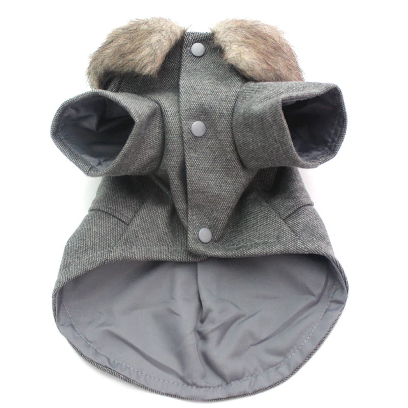 Boy Dog Cat Suit Coat Hoodie Pet Puppy Coat Jacket Fur Collar Windbreaker Clothes Apperal 5 sizes