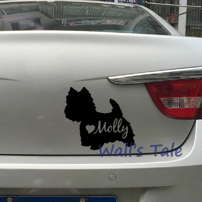 Cute Westie Silhouette Decal Cutom Dog Name Vinyl Sticker , Personalized Pet Dog Westie Art Decals Car Window Laptop Decor