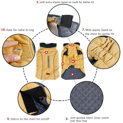 High Quality Dog clothes Quilted Dog Coat Pet Warm Jacket Vest New Big Dog Retro Cozy Thick Vest Clothing 6 Colors