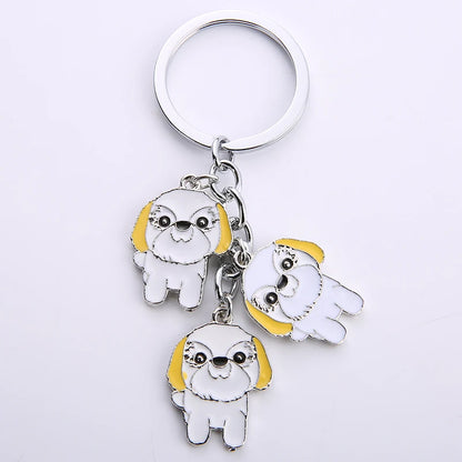 Cartoon Bichon Frise Dog Keychain Cute Animal Key Chain car Keyring Women Bag pendant Jewelry For Women
