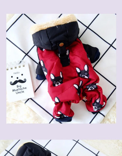 the ASTRO DOG - Snow-Proof Pet Clothing for Small/Medium Dogs, Winter Warm Puppy Hoodie Jumpsuit, Overall Down Parkas Apparel Chihuahua Corgi Suit