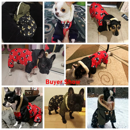 the ASTRO DOG - Snow-Proof Pet Clothing for Small/Medium Dogs, Winter Warm Puppy Hoodie Jumpsuit, Overall Down Parkas Apparel Chihuahua Corgi Suit