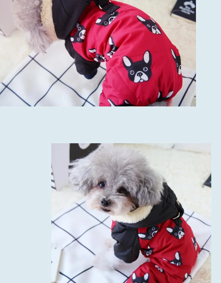 the ASTRO DOG - Snow-Proof Pet Clothing for Small/Medium Dogs, Winter Warm Puppy Hoodie Jumpsuit, Overall Down Parkas Apparel Chihuahua Corgi Suit