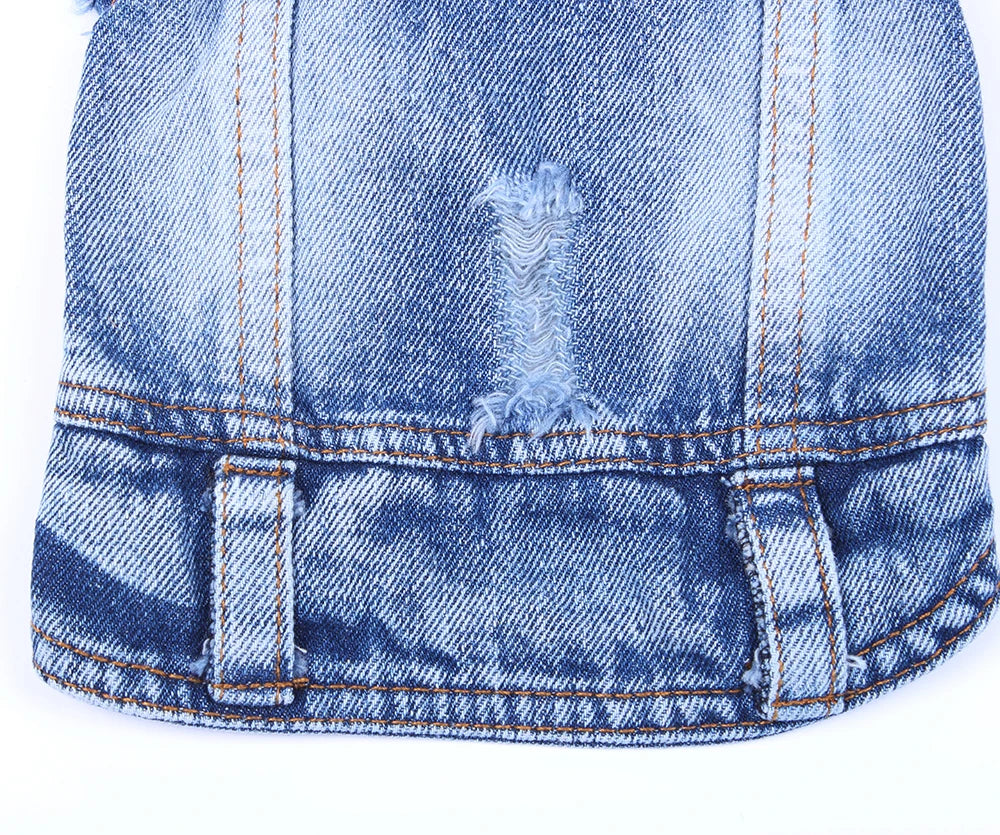 Dog Cat Jeans Jacket Blue Denim Coat Vest Pet Puppy Spring/Autumn Clothes Apparel 6 sizes