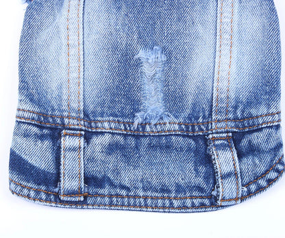 Dog Cat Jeans Jacket Blue Denim Coat Vest Pet Puppy Spring/Autumn Clothes Apparel 6 sizes