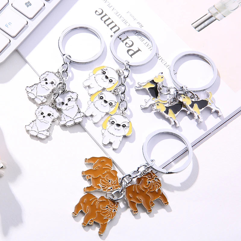 Cartoon Bichon Frise Dog Keychain Cute Animal Key Chain car Keyring Women Bag pendant Jewelry For Women