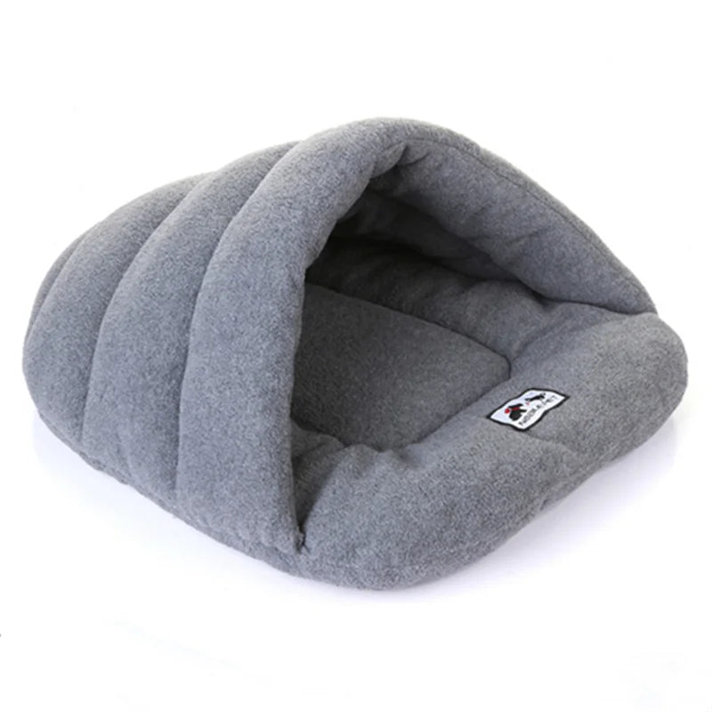 New Slipper Style Winter Warm Fleece Pet Cat Sleeping Bags Puppy Small Dog Bed with Cushion Pet Rabbit Squirrel Hamster House