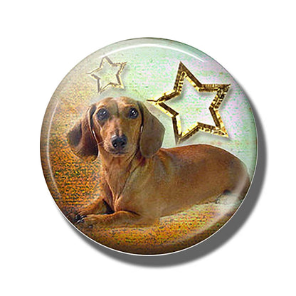 Yellow Brown Dachshund 30MM Fridge Magnet Handmade Weiner Dog Glass DomeRefrigerator Magnets Sticker Cute Animals Kitchen Decor