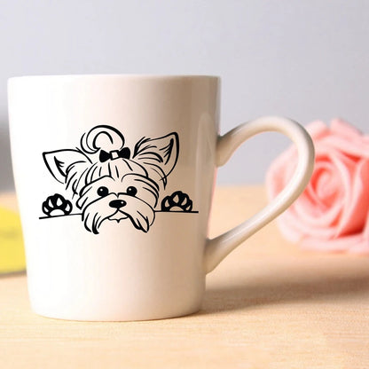 Yorkshire Terrier Vinyl Sticker Decals Car Decor , Puppy Peeking Yorkie Dog Breed Pet Decal For Cup Laptop Decoration