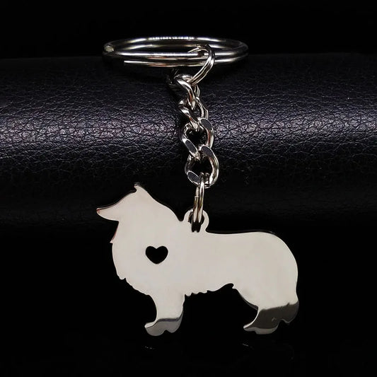 2025 Cute Border Collie Dog Silver Color Stainless Steel Keychain for Men Love Dog KeyChain Jewelry chaveiro K963S01