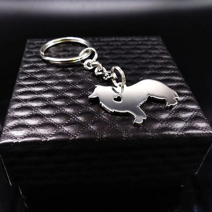2025 Cute Border Collie Dog Silver Color Stainless Steel Keychain for Men Love Dog KeyChain Jewelry chaveiro K963S01