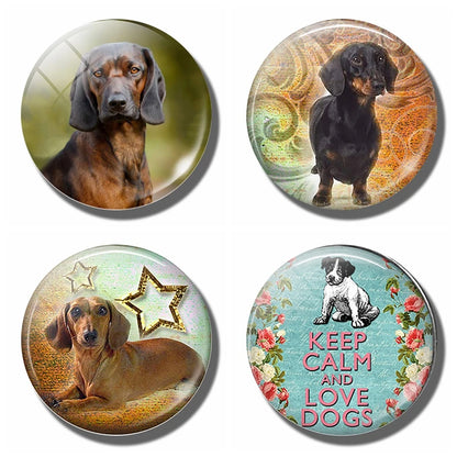 Yellow Brown Dachshund 30MM Fridge Magnet Handmade Weiner Dog Glass DomeRefrigerator Magnets Sticker Cute Animals Kitchen Decor