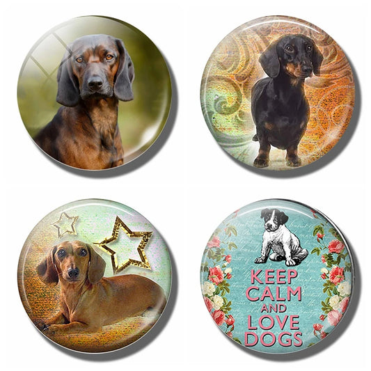 Yellow Brown Dachshund 30MM Fridge Magnet Handmade Weiner Dog Glass DomeRefrigerator Magnets Sticker Cute Animals Kitchen Decor