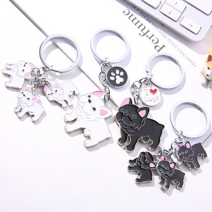 Jewelry French Bulldog Keychain Key Rings For Women Men Metal Pet Dog Pendant Bag Charm Car Key Chains lovely Keyring gifts