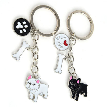 Jewelry French Bulldog Keychain Key Rings For Women Men Metal Pet Dog Pendant Bag Charm Car Key Chains lovely Keyring gifts
