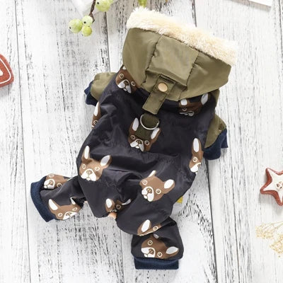 New French Bulldog Costumes For Dog Winter Warm Snow Down Jacket Coat For Puppies Small Medium Animal Pugs Pet Cat Clothes Goods
