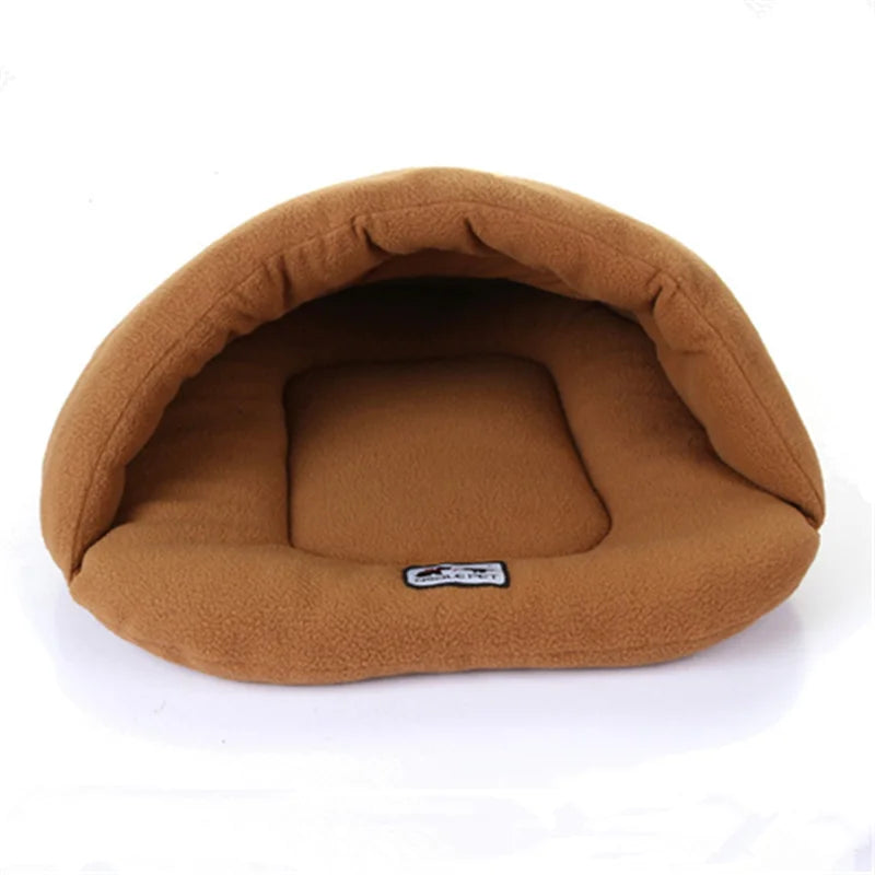New Slipper Style Winter Warm Fleece Pet Cat Sleeping Bags Puppy Small Dog Bed with Cushion Pet Rabbit Squirrel Hamster House