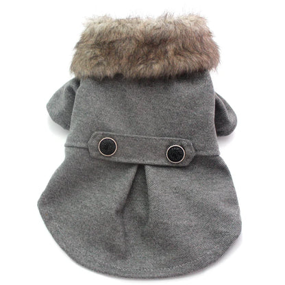 Boy Dog Cat Suit Coat Hoodie Pet Puppy Coat Jacket Fur Collar Windbreaker Clothes Apperal 5 sizes