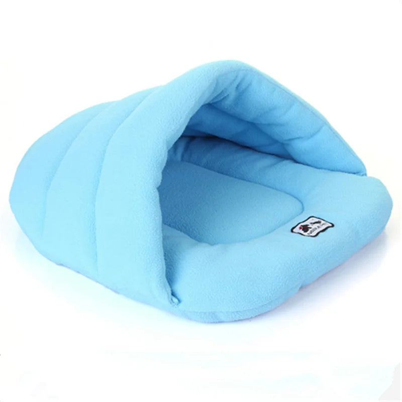 New Slipper Style Winter Warm Fleece Pet Cat Sleeping Bags Puppy Small Dog Bed with Cushion Pet Rabbit Squirrel Hamster House