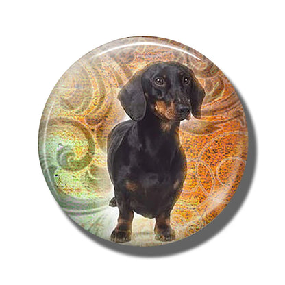 Yellow Brown Dachshund 30MM Fridge Magnet Handmade Weiner Dog Glass DomeRefrigerator Magnets Sticker Cute Animals Kitchen Decor