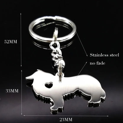 2025 Cute Border Collie Dog Silver Color Stainless Steel Keychain for Men Love Dog KeyChain Jewelry chaveiro K963S01