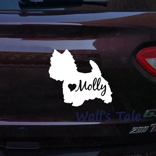 Cute Westie Silhouette Decal Cutom Dog Name Vinyl Sticker , Personalized Pet Dog Westie Art Decals Car Window Laptop Decor