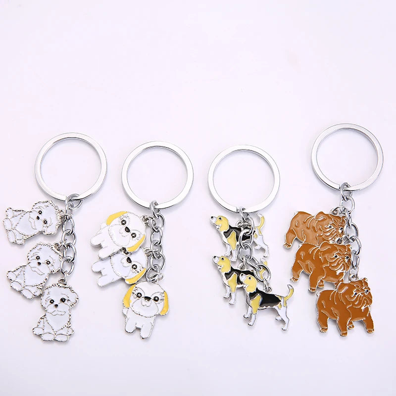 Cartoon Bichon Frise Dog Keychain Cute Animal Key Chain car Keyring Women Bag pendant Jewelry For Women