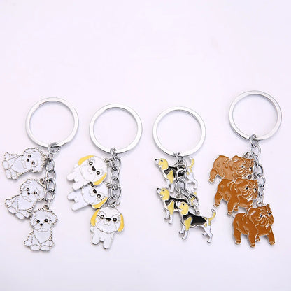 Cartoon Bichon Frise Dog Keychain Cute Animal Key Chain car Keyring Women Bag pendant Jewelry For Women
