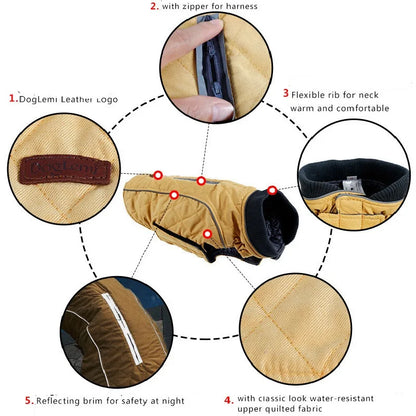 High Quality Dog clothes Quilted Dog Coat Pet Warm Jacket Vest New Big Dog Retro Cozy Thick Vest Clothing 6 Colors