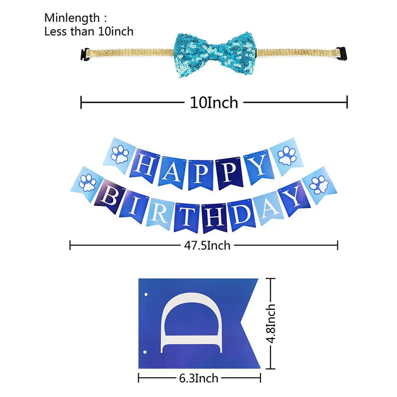 Dog Cat Birthday Party Decoration Set Hat Triangle Scarf Bow Tie Greetings Pet Accessories for Mascotas suministros para perros