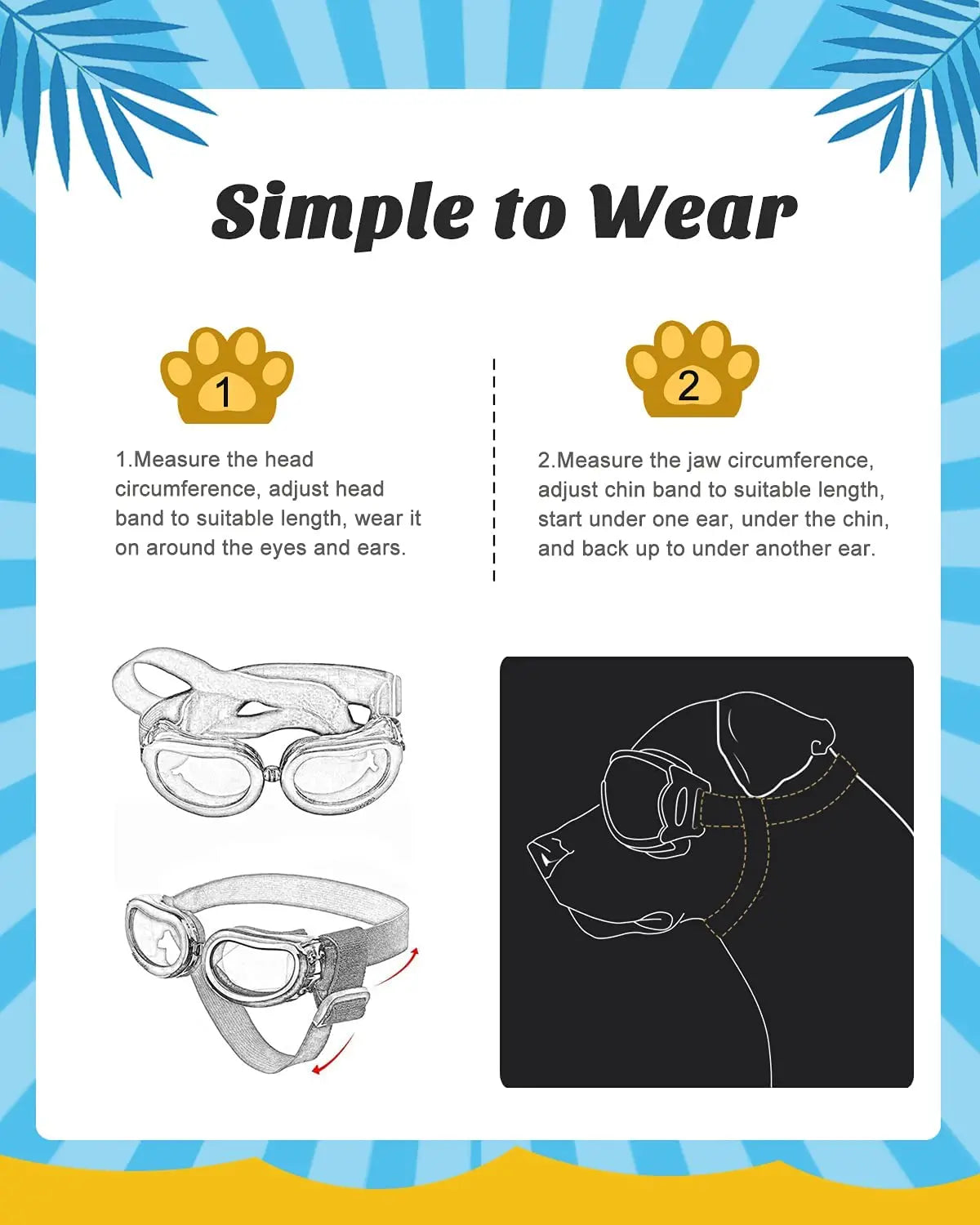 the SANTASIGHT PET SHADES - Small Dog Christmas Decorations Sunglasses, UV Protection Goggles, Eye Wear Protection with Adjustable Strap, Waterproof Pet Sunglasses