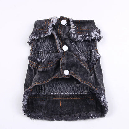 Dog Jeans Jacket Cute Casual Blue Denim Coat Vest Pet Puppy Clothes Apparel 6 Sizes 2 Colours