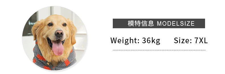 the BIG BEAR WOOL JACKET - HOOPET 3XL-7XL Winter Thick Big Dog Clothes, Lamb's Wool Jacket for Medium/Large Dogs, Windproof Coat, Pet Accessories