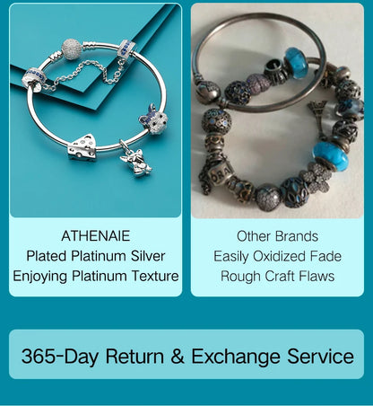 ATHENAIE 925 Sterling Silver Corgi Pet Charms Mixed CZ Yellow Cute Akita Puppy Dog Animal Charms Beads for Bracelet Jewerly