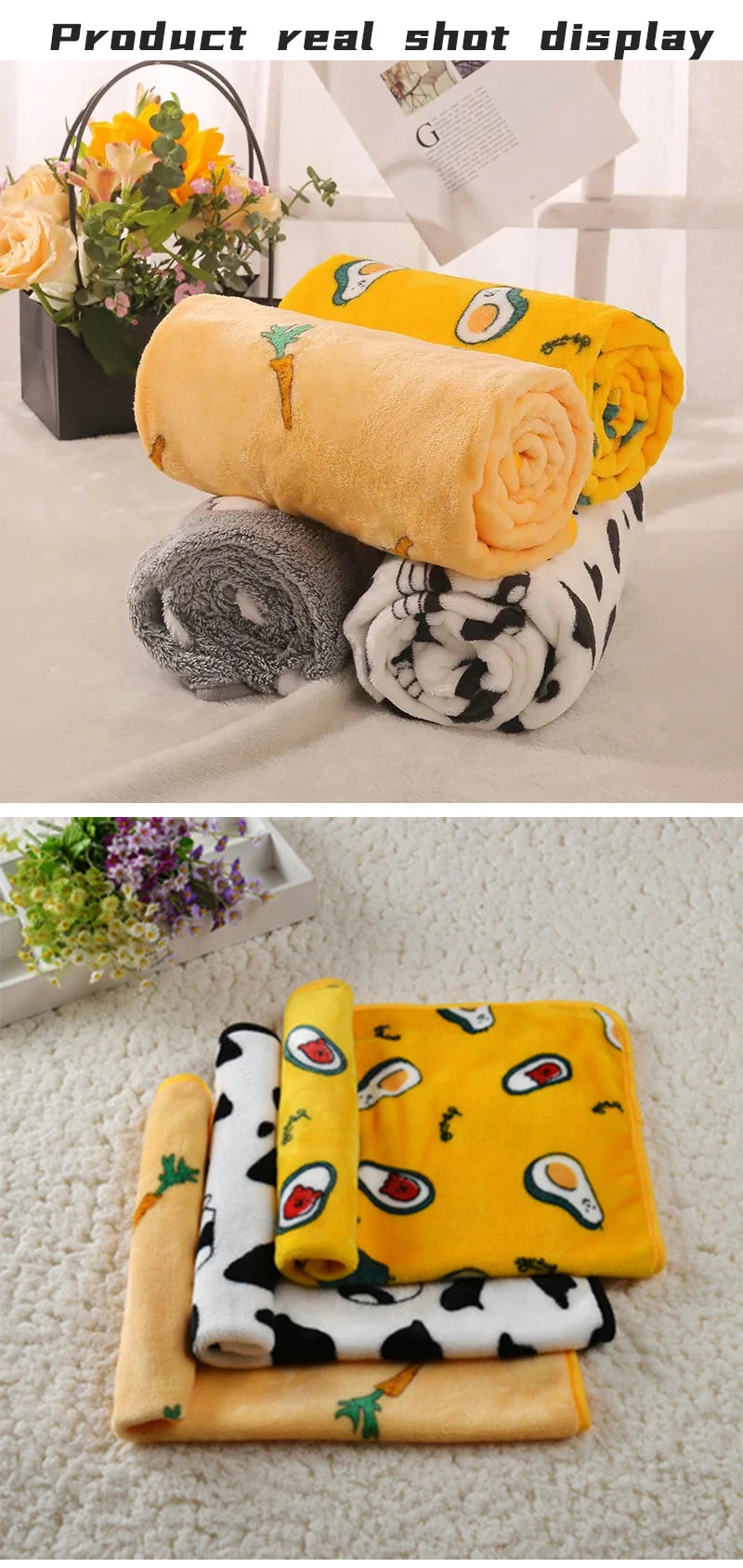 Soft flannel pet dog blanket cartoon print cat and dog bed sheet warm and comfortable pet blanket universal warm pet supplies