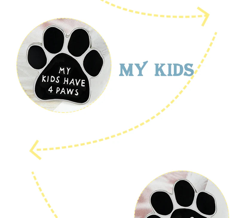 I LOVE MY DOGS Paw Brooch Rescued Puppy Pet Cartoon Animal Enamel Pins BackPack Jackets Metal Lapel Pin Cute Badge Jewelry Gift