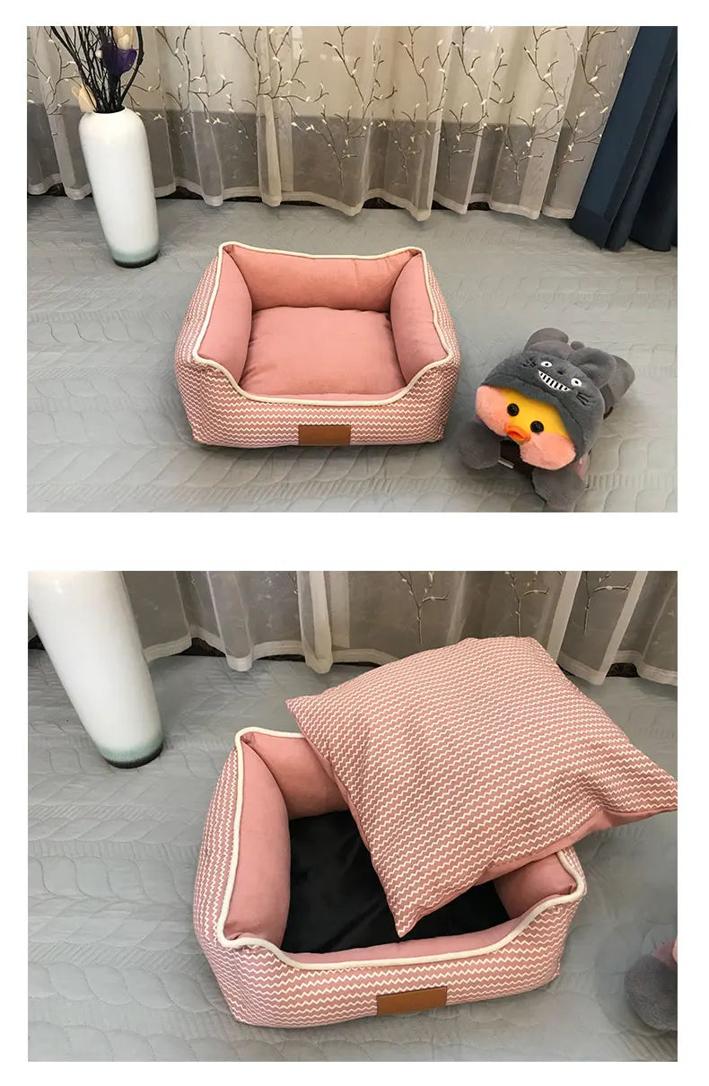 Large Pet Cat Dog Bed 8Colors Warm Cozy Dog House Soft Fleece Nest Dog Baskets House Mat Autumn Winter Waterproof Kennel