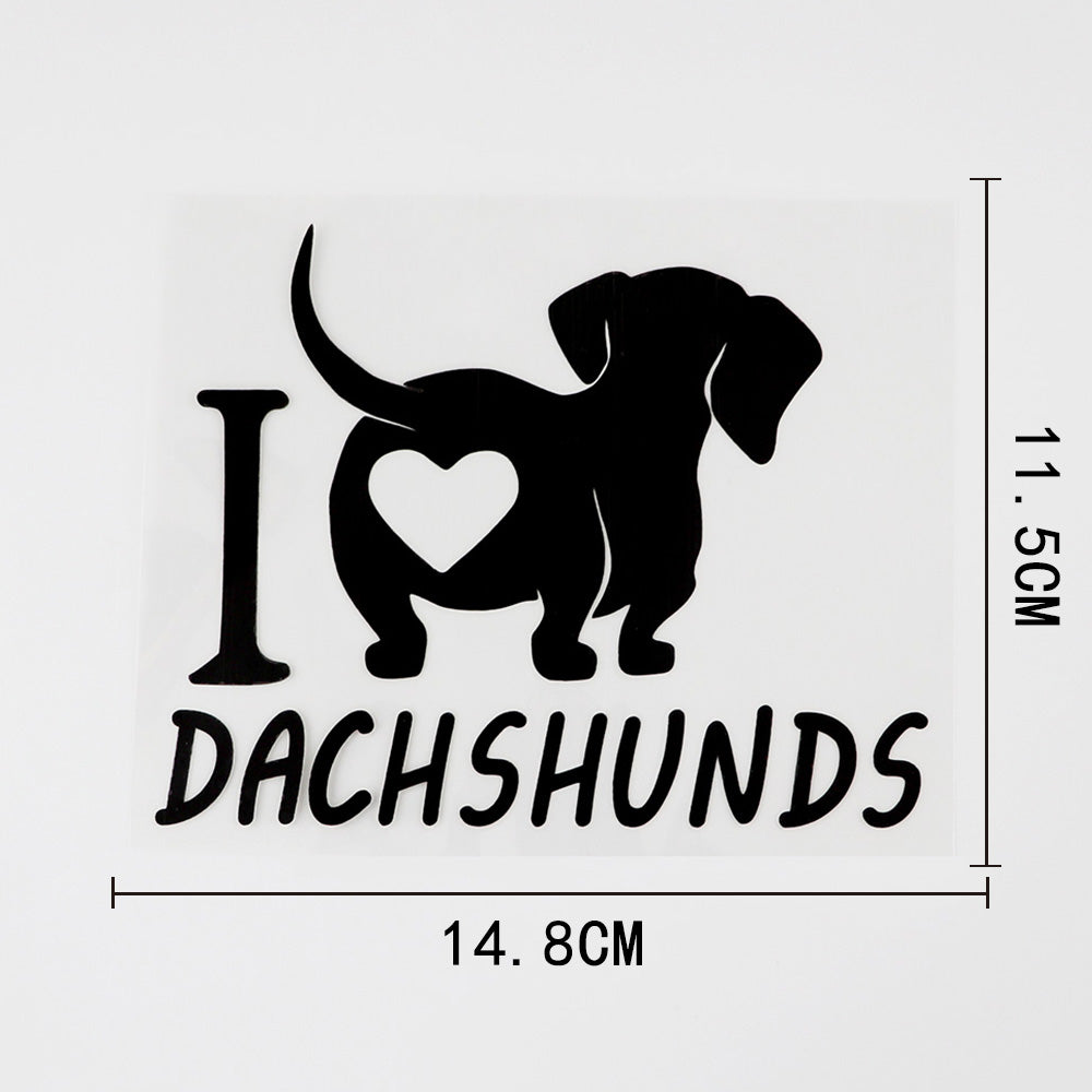 14.8CMX11.5CM Fun I love Dachshunds Vinyl Animal Car Sticker Decal Black/Silver for Dodge sticker