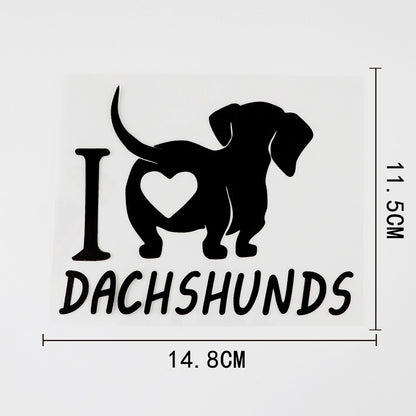 14.8CMX11.5CM Fun I love Dachshunds Vinyl Animal Car Sticker Decal Black/Silver for Dodge sticker