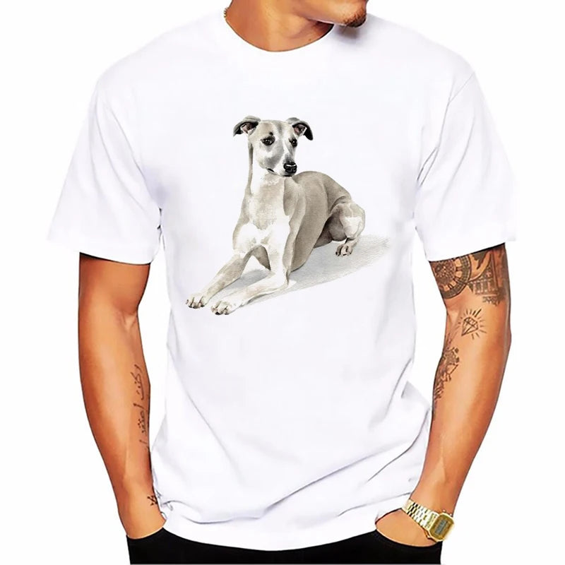the BRINDLE - Brindle Greyhound Animal Print T-Shirt, Men Dog Lovers Funny T-Shirts, Homme Harajuku Shirt Summer Tops, White T-Shirt Streetwear