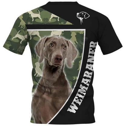 the SERGEANT CANINE - Weimaraner 3D Printed T-Shirts for Women/Men, Summer Casual Tees Short Sleeve T-shirts Funny Animals Short Sleeve