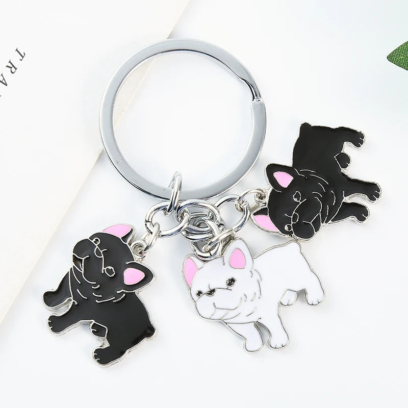 Cartoon Bichon Frise Dog Keychain Cute Animal Key Chain car Keyring Women Bag pendant Jewelry For Women