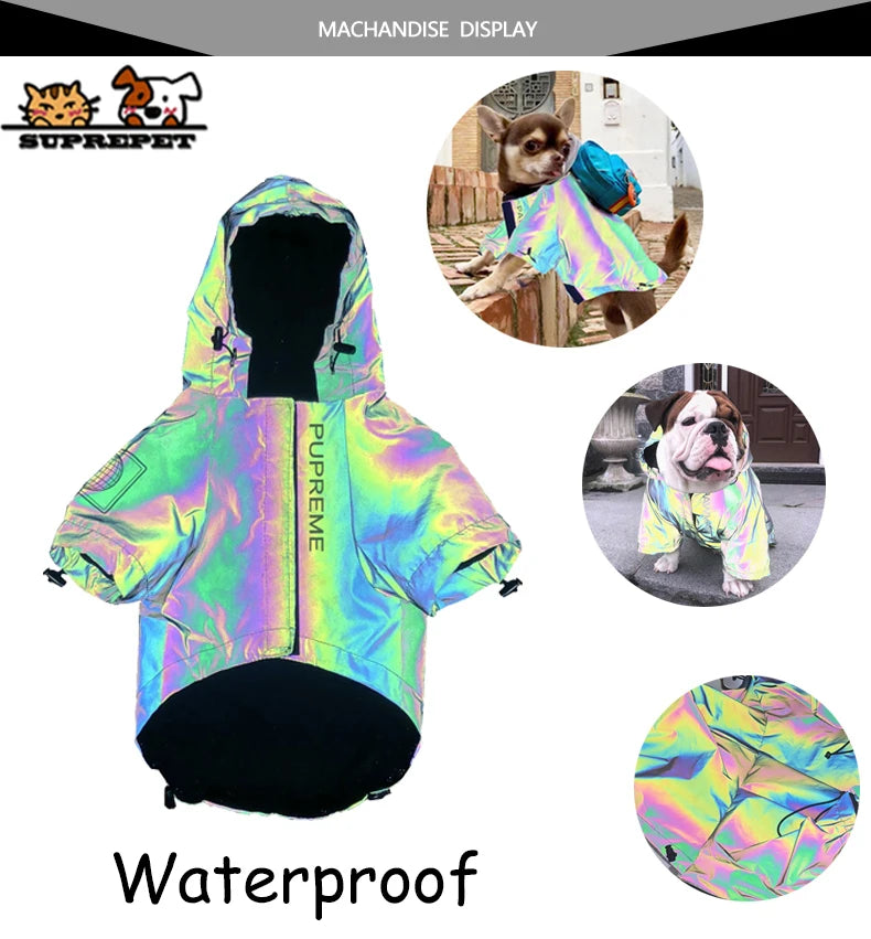 the UNICOAT DOG - Dog Raincoat Jumpsuit Raincoat, Reflective Jacket Waterproof Jumpsuit, Coat Clothes for Bulldogs and Chihuahuas