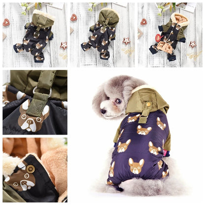 New French Bulldog Costumes For Dog Winter Warm Snow Down Jacket Coat For Puppies Small Medium Animal Pugs Pet Cat Clothes Goods