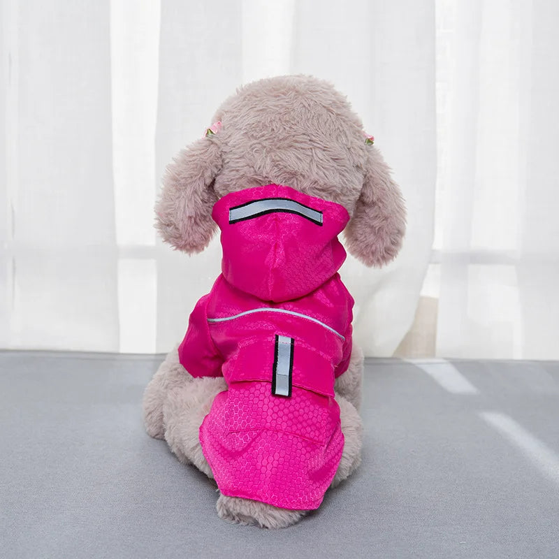 the NEON DOGGY - S-XL Creativity Pets Clothes, Hooded Raincoats Reflective Strip Dogs Raincoats, Waterproof Outdoor Breathable Net Yarn Jackets
