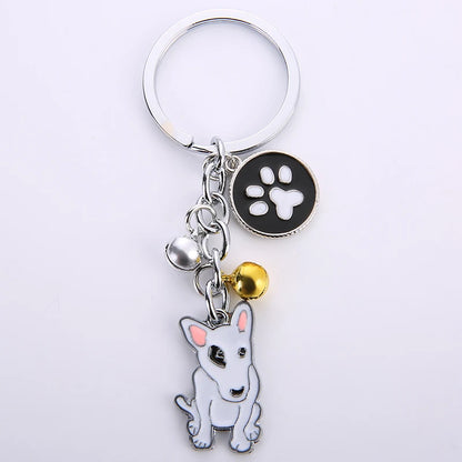 Lovely pet dog Keychain Bull Terrier Keychain Metal Car Key Ring for Women best friend charm Bag Pendant